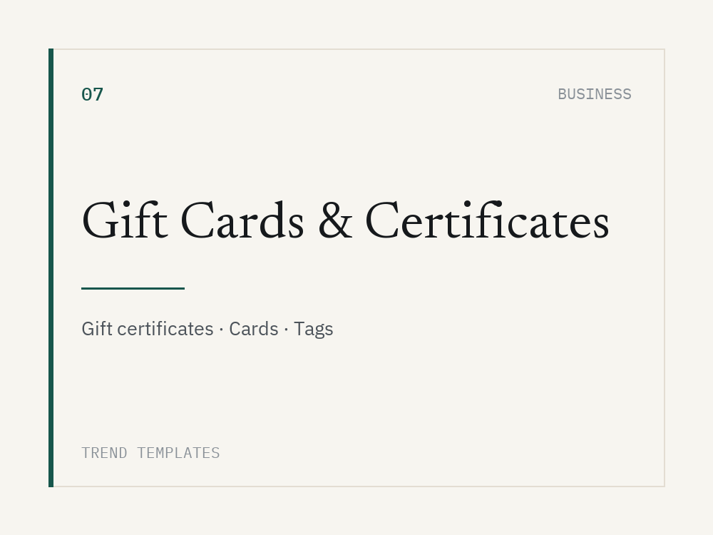 Gift Cards & Certificates — Canva templates