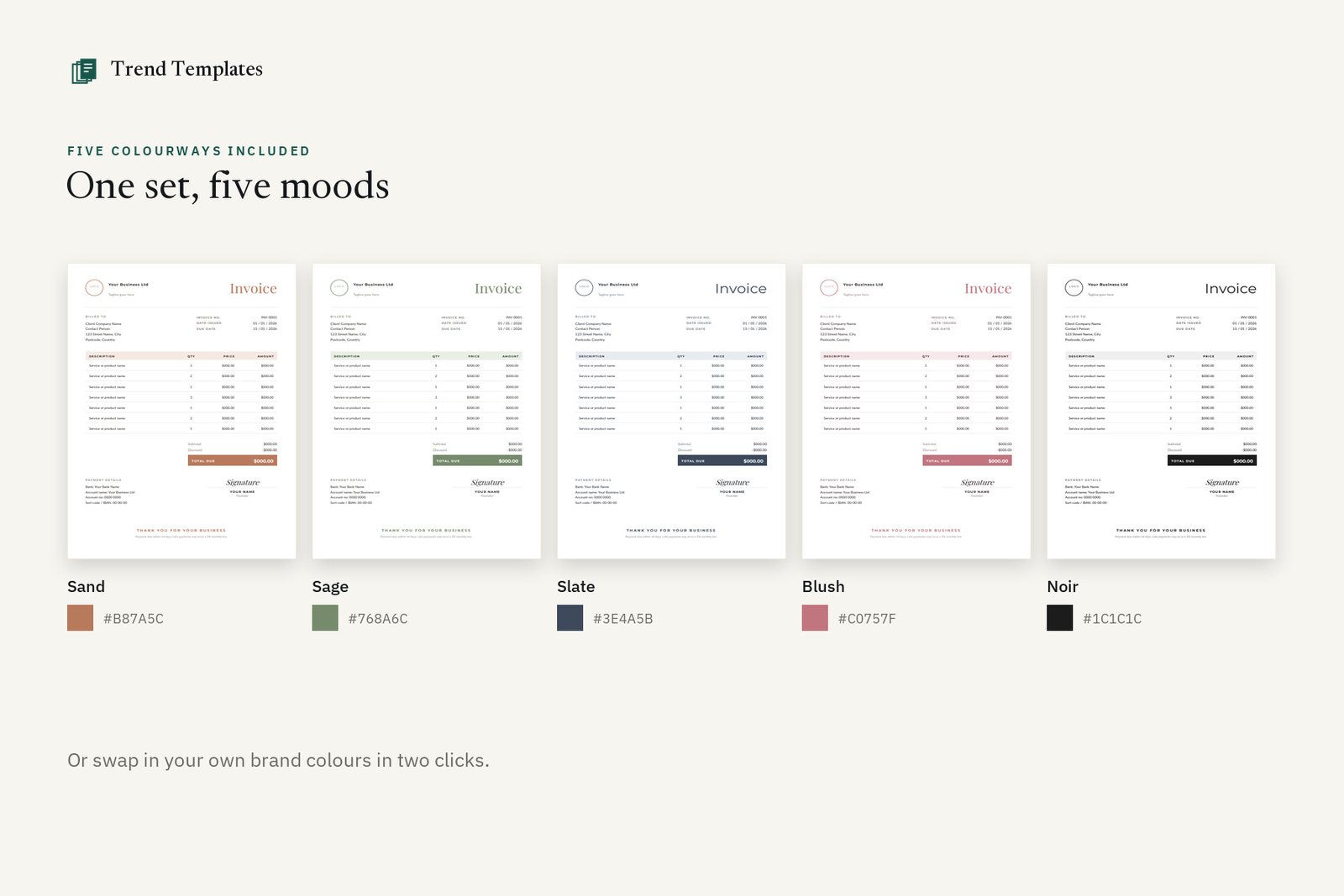 Canva Invoice Templates - 8 Layouts, 5 Colourways - Image 4