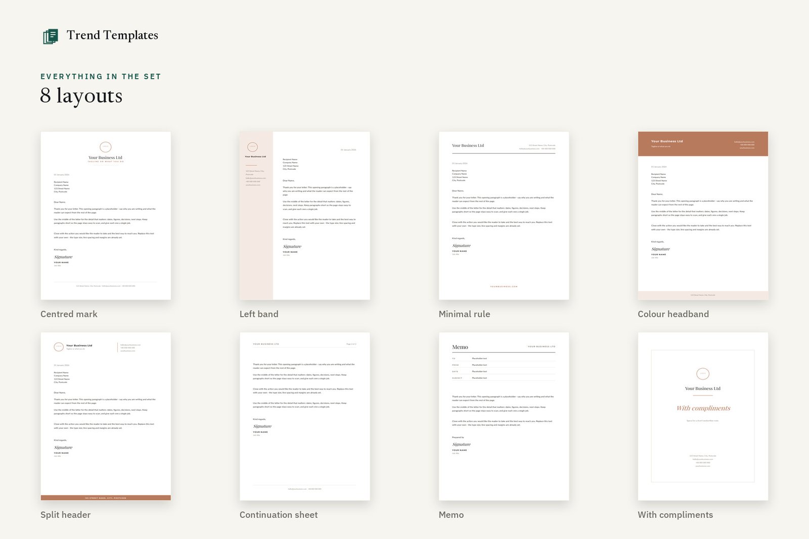 Canva Letterhead Templates - 8 Layouts, 5 Colourways - Image 2