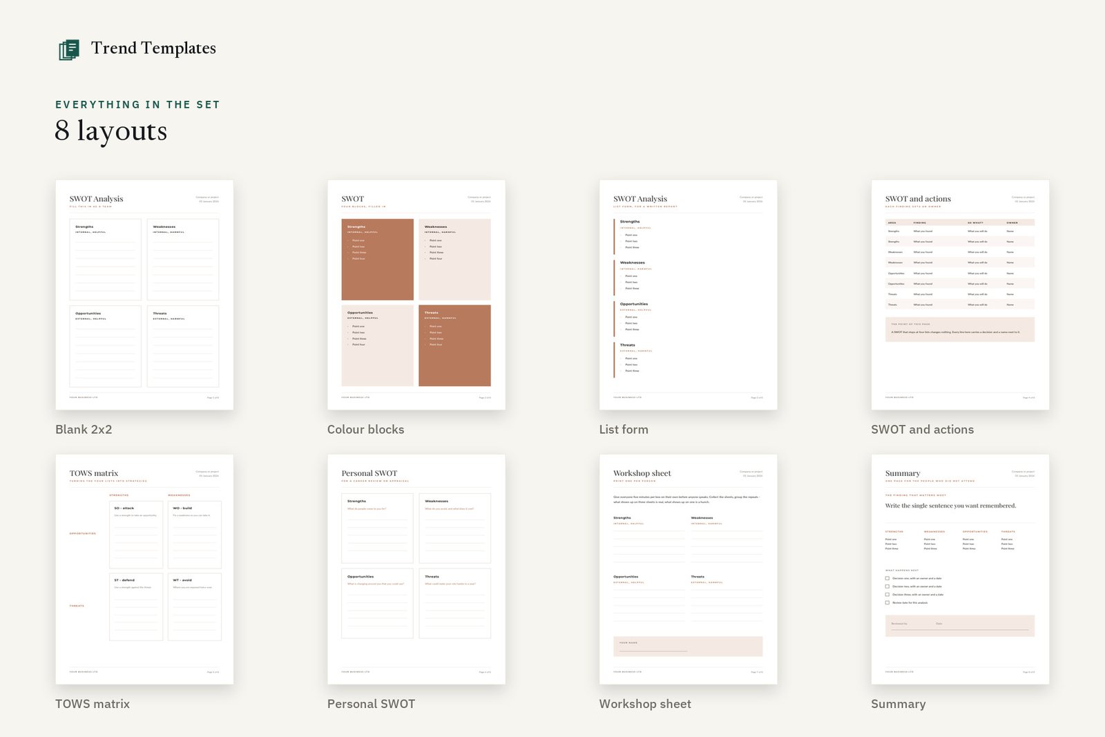 Canva SWOT Analysis Template - 8 Layouts, 5 Colourways - Image 2